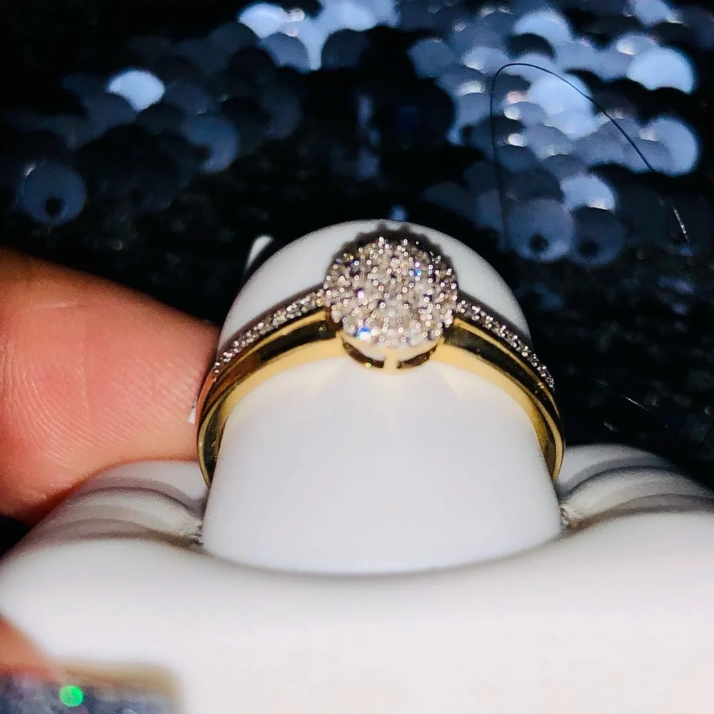 Stunning 10k solid gold real diamond ring FREE Appraisal NOT CZ wedding birthday - Picture 4 of 6